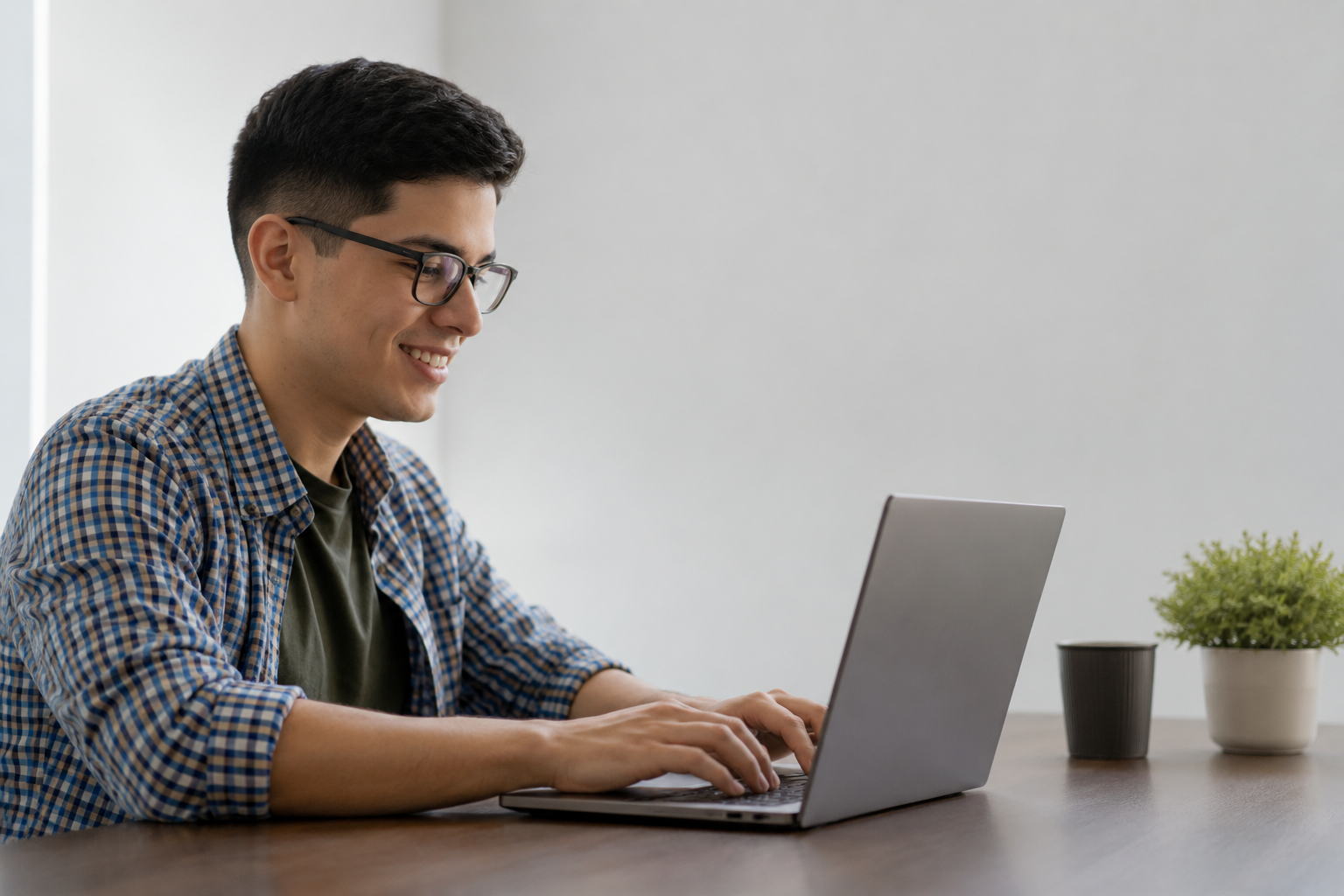 Estudiante revisando información académica en una laptop